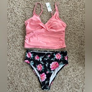 Pink Floral Tankini Set